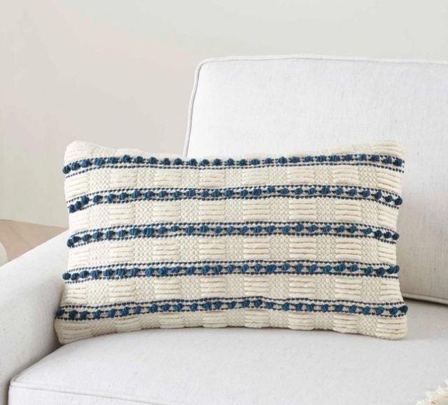 Nourison Home™ Lifestyle Navy Woven Lines And Dots Throw Pillow-2