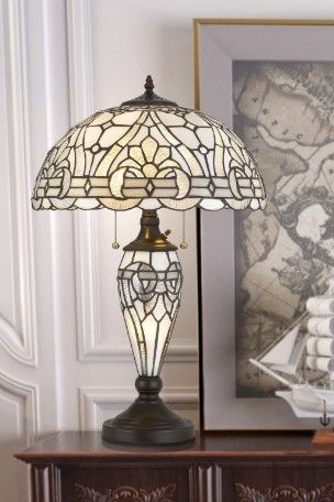 Cal® Lighting & Accessories Tiffany Black/White Table Lamp-1