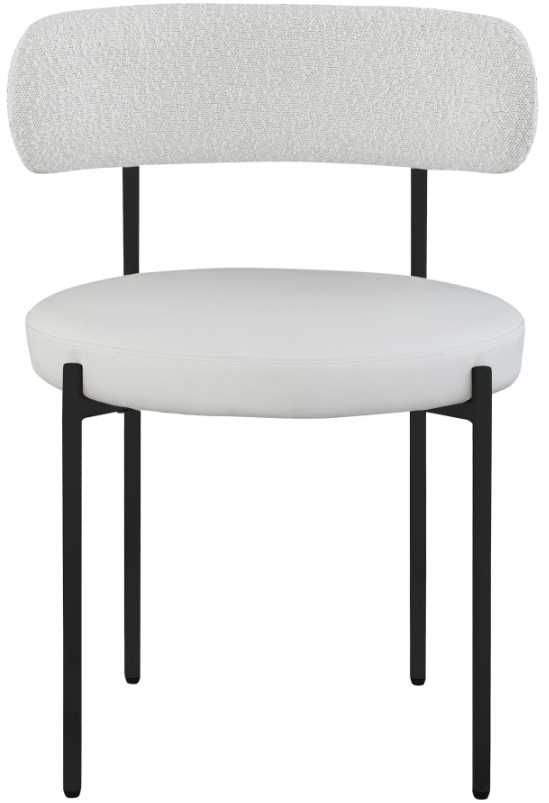 Meridian Furniture Beacon Cream/Black Vegan Leather And Boucle Fabric Upholstered Dining Chair-1