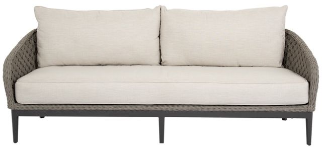 Sunset West Marbella Stone Gray Aluminum/Olefin Rope Outdoor Sofa with Echo Ash Cushion-1