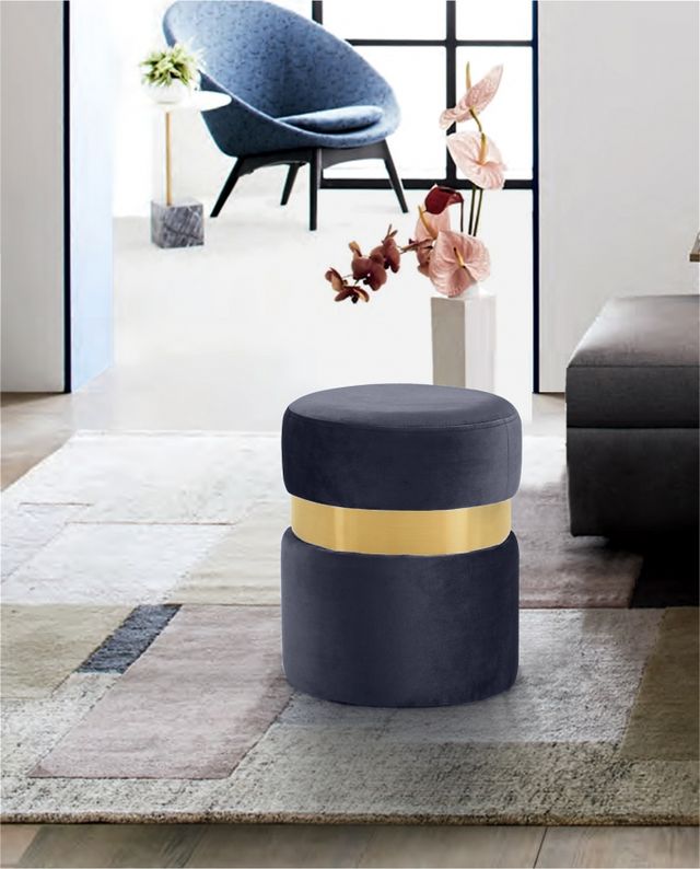 Meridian Furniture Hailey Grey Velvet Stool-1