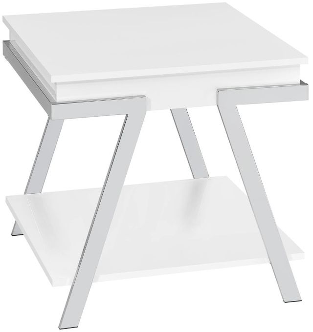 Steve Silver Co. Zena 3-Piece White Occasional Table Set with Chrome Base-3