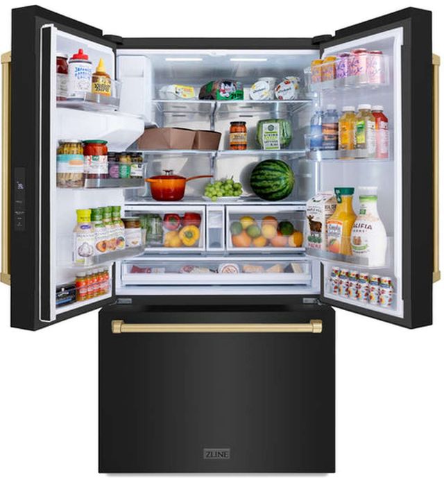ZLINE Autograph Edition 36" 28.9 Cu. Ft. Black Stainless Steel Freestanding French Door Refrigerator-3