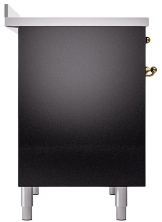 Ilve® Nostalgie II Noblesse 40'' Glossy Black Pro Style Induction Range with Brass Trim-2