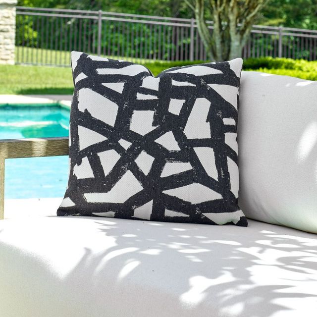 Uttermost® Draft Black/White Polyester Indoor-Outdoor Pillow-1