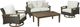 Signature Design by Ashley® Paradise Trail Medium Brown Aluminum/Resin Wicker Outdoor Loveseat with Cushion-3