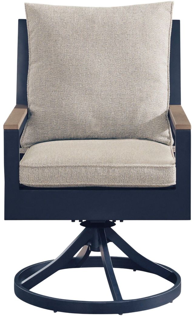 Signature Design by Ashley® Mabry Shores 2-Piece Driftwood/Navy Blue Aluminum/Fabric Outdoor Swivel Chair-3
