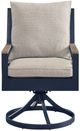 Signature Design by Ashley® Mabry Shores 2-Piece Driftwood/Navy Blue Aluminum/Fabric Outdoor Swivel Chair-3