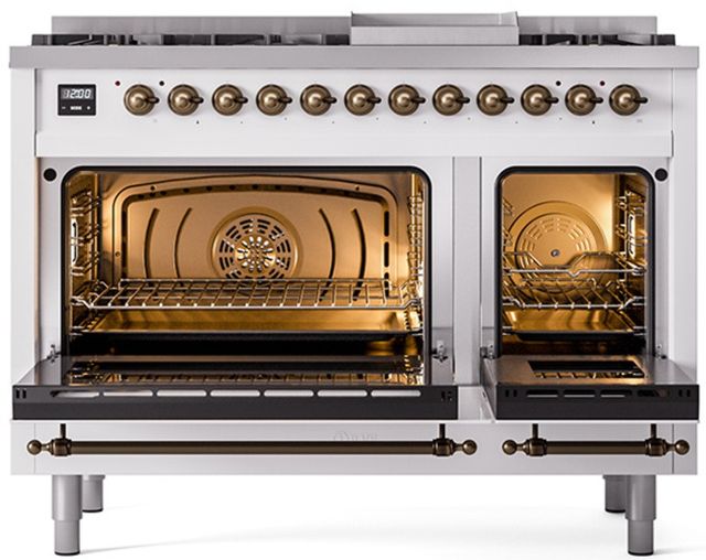 Ilve® Nostalgie II Series 48" White Pro Style Dual Fuel Range-1
