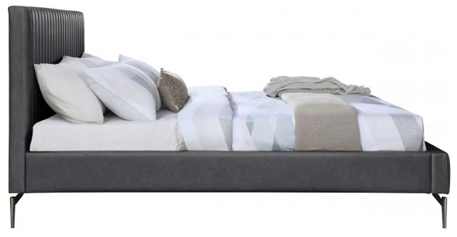 Meridian Furniture Gallo Dark Grey Vegan Leather King  Upholstered Panel Bed-2