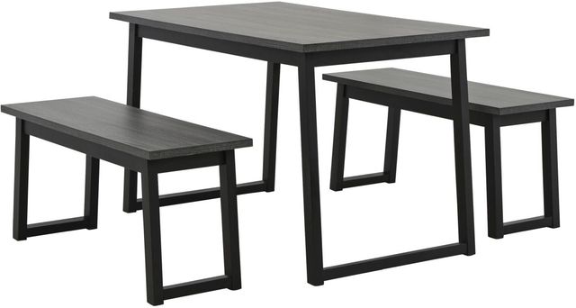 Signature Design by Ashley® Garvine 3-Piece Black/Gray Table and Bench Set-0