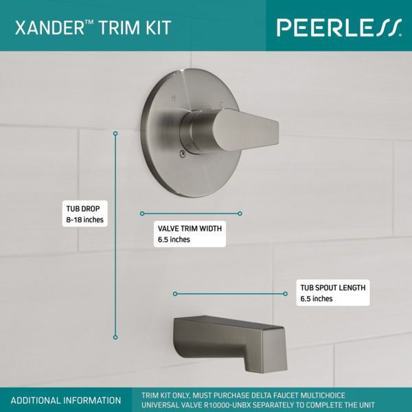 Peerless Xander® Brushed Nickel Tub Only Trim Kit-2