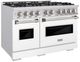 ZLINE Classic 48" Satin Stainless Steel Pro Style Gas Range with White Matte Door-2