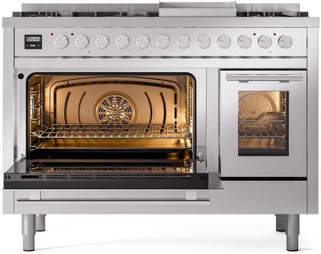Ilve® Professional Plus II 48" Stainless Steel Pro Style Dual Fuel Range-2