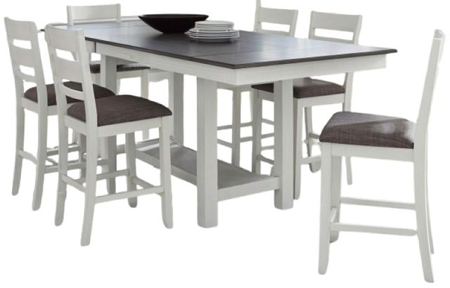 Liberty Furniture Brook Bay 7-Piece Carbon Gray/Textured White Optional Gathering Trestle Dining Set-0