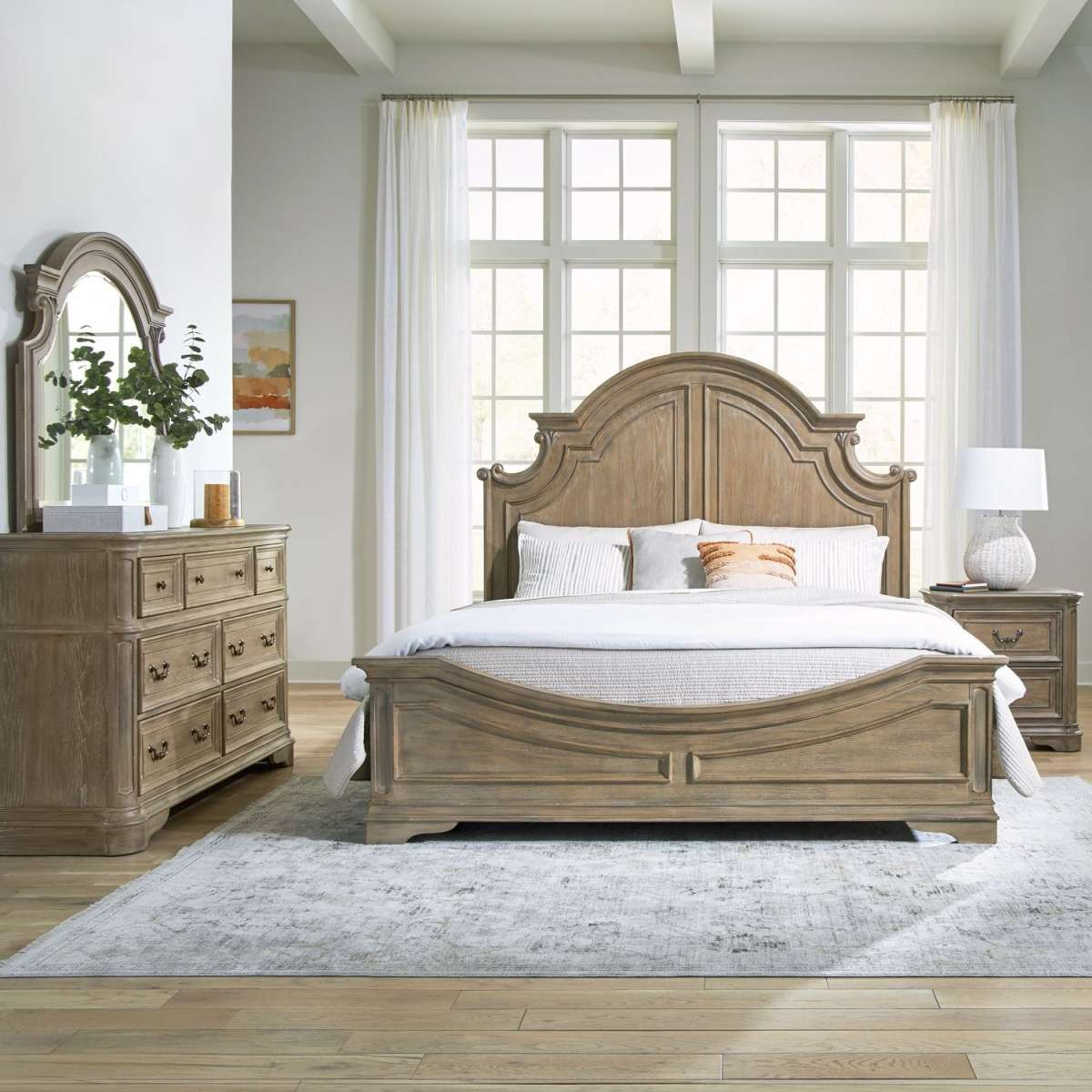 Liberty Furniture Magnolia Manor 4 Piece Weathered Bisque Queen Bedroom Set Woods Household