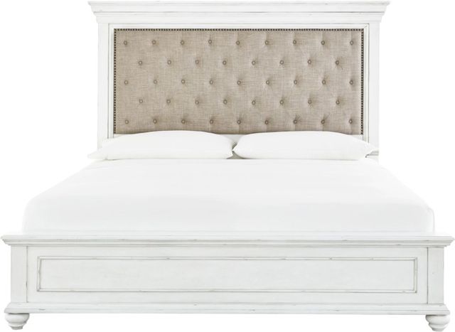 Benchcraft® Kanwyn Whitewash California King Upholstered Panel Bed-1