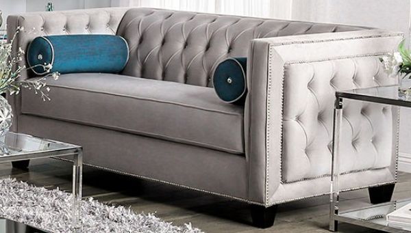 Furniture of America® Silvan 2 Piece Gray Loveseat and Sofa-2