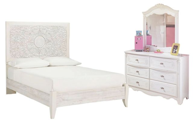 Signature Design by Ashley® Paxberry 2-Piece Whitewash Full Panel Headboard Set-0