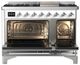 Ilve® Majestic III 48" White Pro Style Dual Fuel Natural Gas Range with Solid Door and Chrome Trim-1