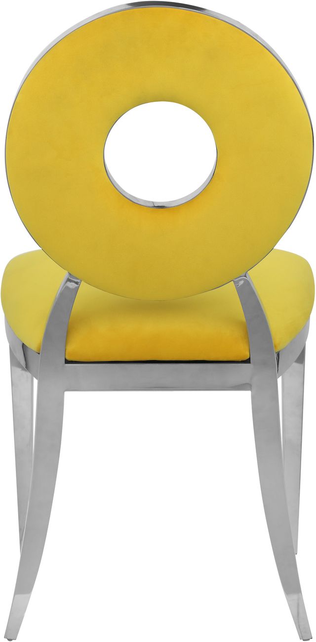 Meridian Furniture Carousel Yellow/Chrome Velvet Dining Chair-3
