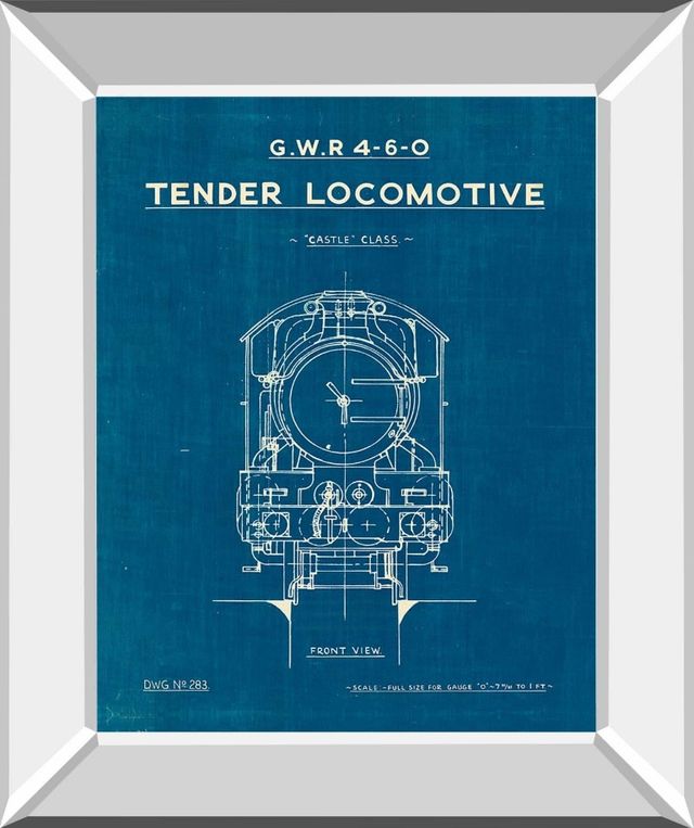 Classy Living Wild Apple Portfolio Locomotive Blueprint II Wall Art-0