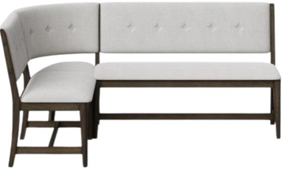 Bernards Dorval Gray/Walnut Curved Corner Bench-0