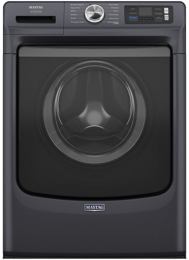 Maytag® Midnight Steel Front Load Washer & Gas Dryer Laundry Pair-1