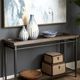 Hammary® Austin Antiqued Medium Brown Sofa Table with Hammered Bronze Frame-1