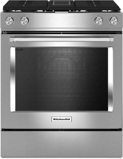 KitchenAid® 30" Stainless Steel Downdraft Slide In Dual Fuel Range