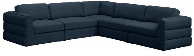 Meridian Furniture Beckham 5-Piece Navy Linen Polyester Modular Sectional-0