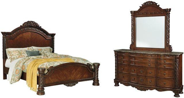 Millennium® by Ashley® North Shore 3-Piece Dark Brown King Panel Bed Set-0