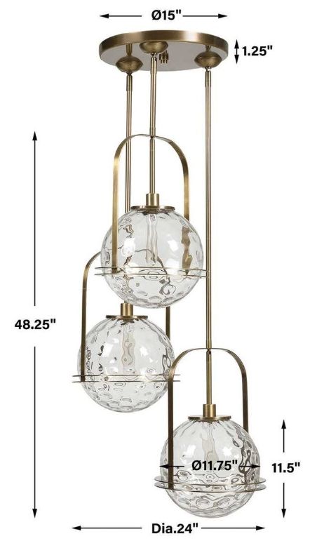 Uttermost® Mimas Antique Brass 3-Light Cluster Pendant-2