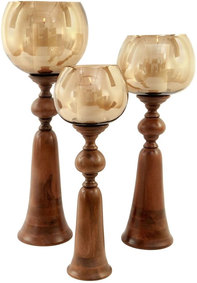 Harp & Finial® Puri Natural Brown/Smoke Medium Candle Holder-1