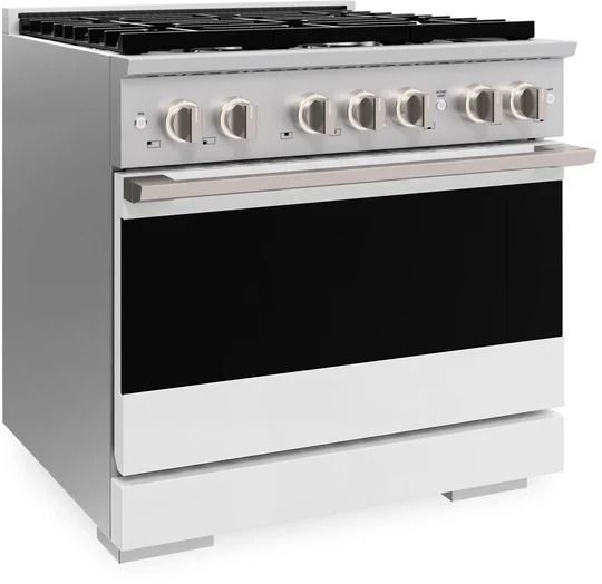 ZLINE Marino 36" Stainless Steel Pro Style Dual Fuel Range with White Matte Door-3