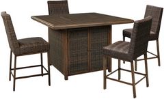 Signature Design by Ashley® Paradise Trail 5-Piece Medium Brown Outdoor Aluminum/Resin Wicker Counter Dining Table Set