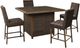 Signature Design by Ashley® Paradise Trail 5-Piece Medium Brown Outdoor Aluminum/Resin Wicker Counter Dining Table Set-0