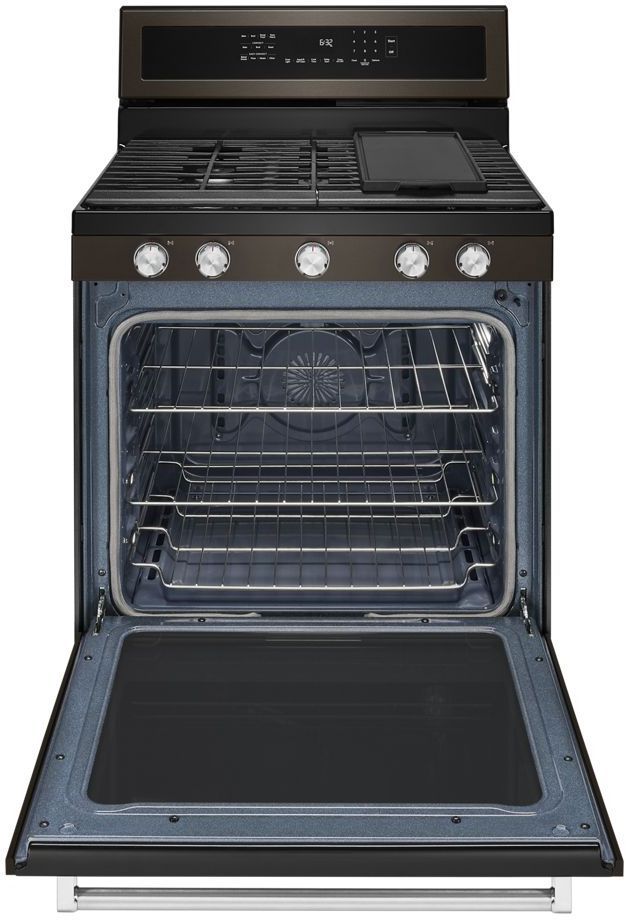 KitchenAid® 30" Black Stainless Steel Freestanding Gas Range-1