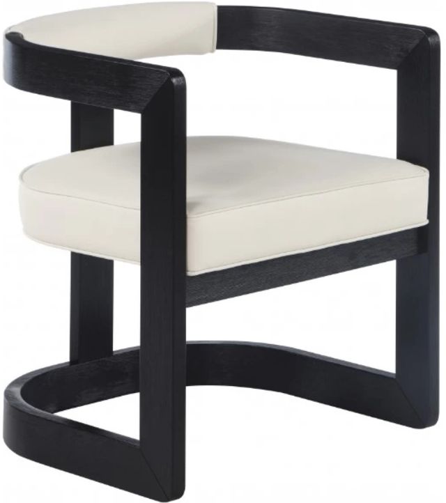 Meridian Furniture Manchester Cream/Black Vegan Leather Dining Arm Chair-0