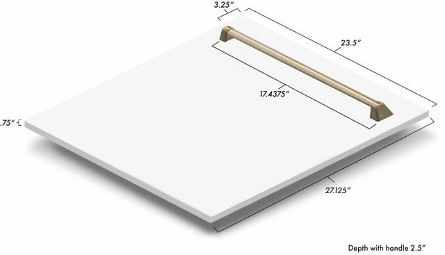 ZLINE Autograph Edition 24" White Matte with Champagne Bronze Handle Dishwasher Panel-3