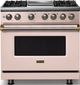 Viking® 5 Series 36" Blush Pro Style Dual Fuel (LP) Range with Brushed Brass Trim-0