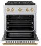 ZLINE Autograph Edition Paramount 30" 4.2 Cu. Ft. Satin Stainless Steel Gas Range with 4 Burner DuoPro™ Cooktop and Convection Gas Oven with White Matte Door and Champagne Bronze Accents-3