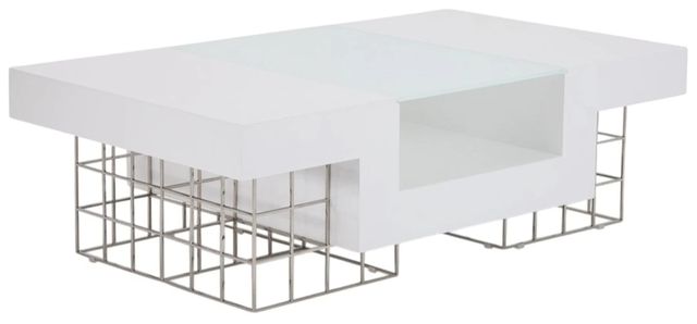 Michael Amini® Trance™ Geo White Cocktail Table with Beige Base-0
