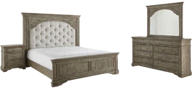 Steve Silver Co. Highland Park 4-Piece Waxed Driftwood/White King Panel Bedroom Set-0