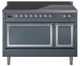 Ilve® Nostalgie II Noblesse 48'' Blue Gray Pro Style Induction Range with Chrome Trim-0
