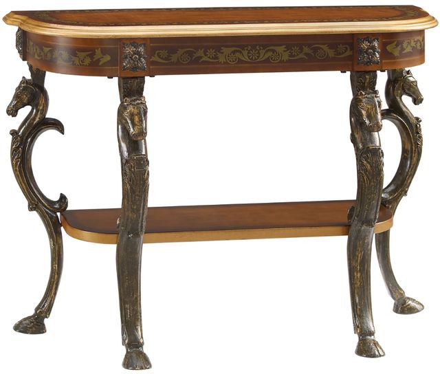 Powell® Flicka Brown Console with Antique Gold Base-0