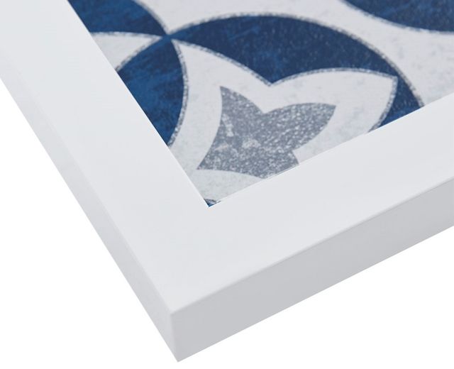 Olliix by Madison Park Patterned Tiles 3 Pieces Navy Paper Printed with Gel Coat and Framed Wall Decor Set-1