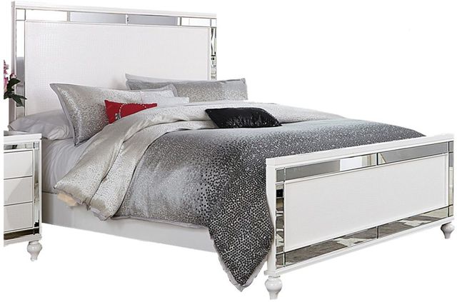 Mazin Furniture Alonza Metallic White Queen Panel Bed-0