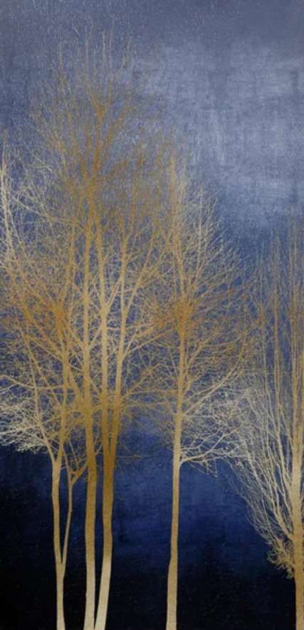 StyleCraft Trees Blue/Gold Wall Art-1