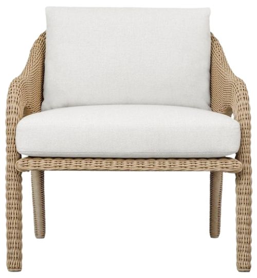 Uttermost® Kavali Honey/Oyster White Wicker Indoor-Outdoor Lounge Chair with Cushion-3